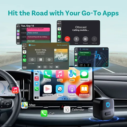 Imagen 2 del producto Adaptador inalámbrico OTTOCAST Mini Pico 2 en 1 para CarPlay y Android Auto, Wifi 6.0, Plug and Play, compatible con el 98% de los coches.