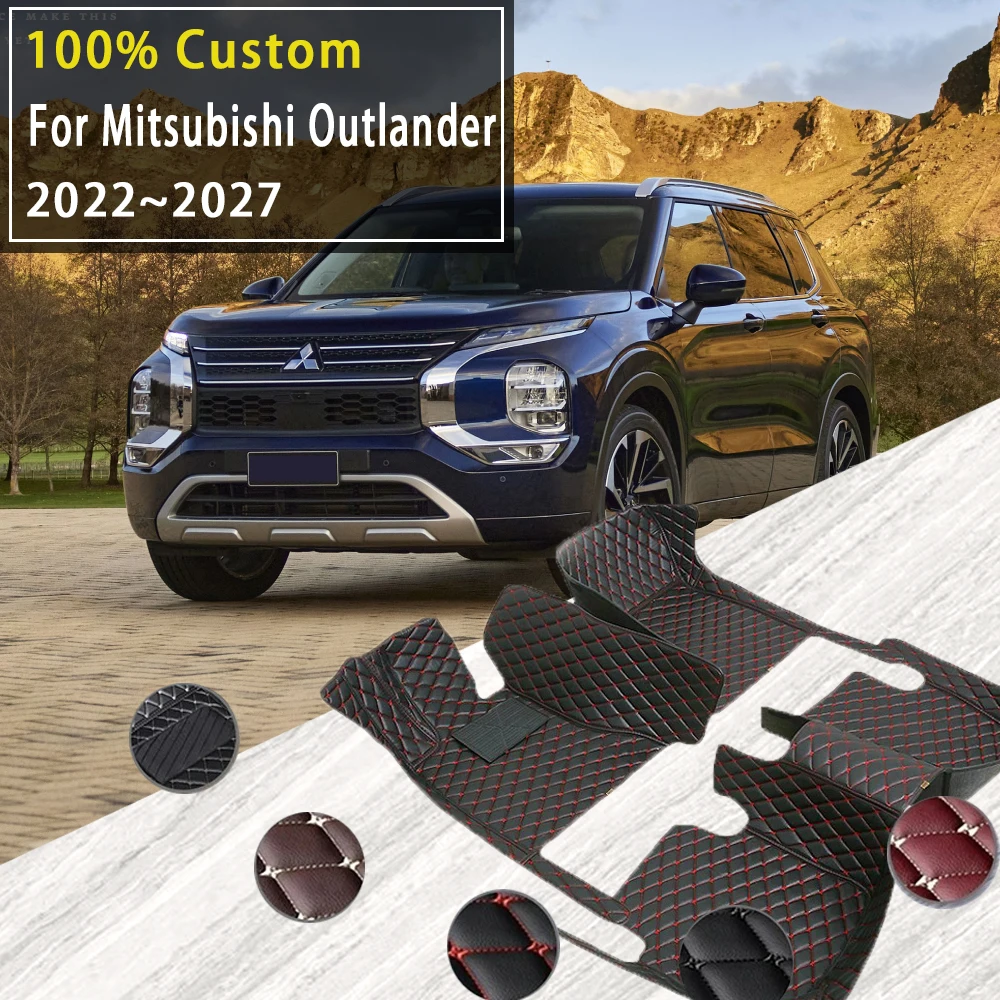 Hybrid Vehicle Car Mats For Mitsubishi Outlander PHEV GN 2022~2027 5seat Leather Pad Car Floor Mats Tapis De Sol Car Accessories