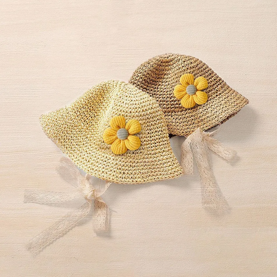 Summer New Fashion Straw Hat With Bag For Girls Straw Handmade Cute Handbag Baby Boys Girls Beach Sun Hats Child Panama Caps