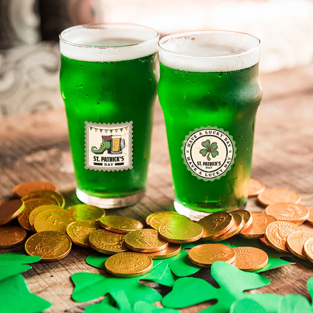 4 Sheets St. Patrick's Day Label Stickers DIY Party Envelope Gift Decoration Sealing Sticker Stationery