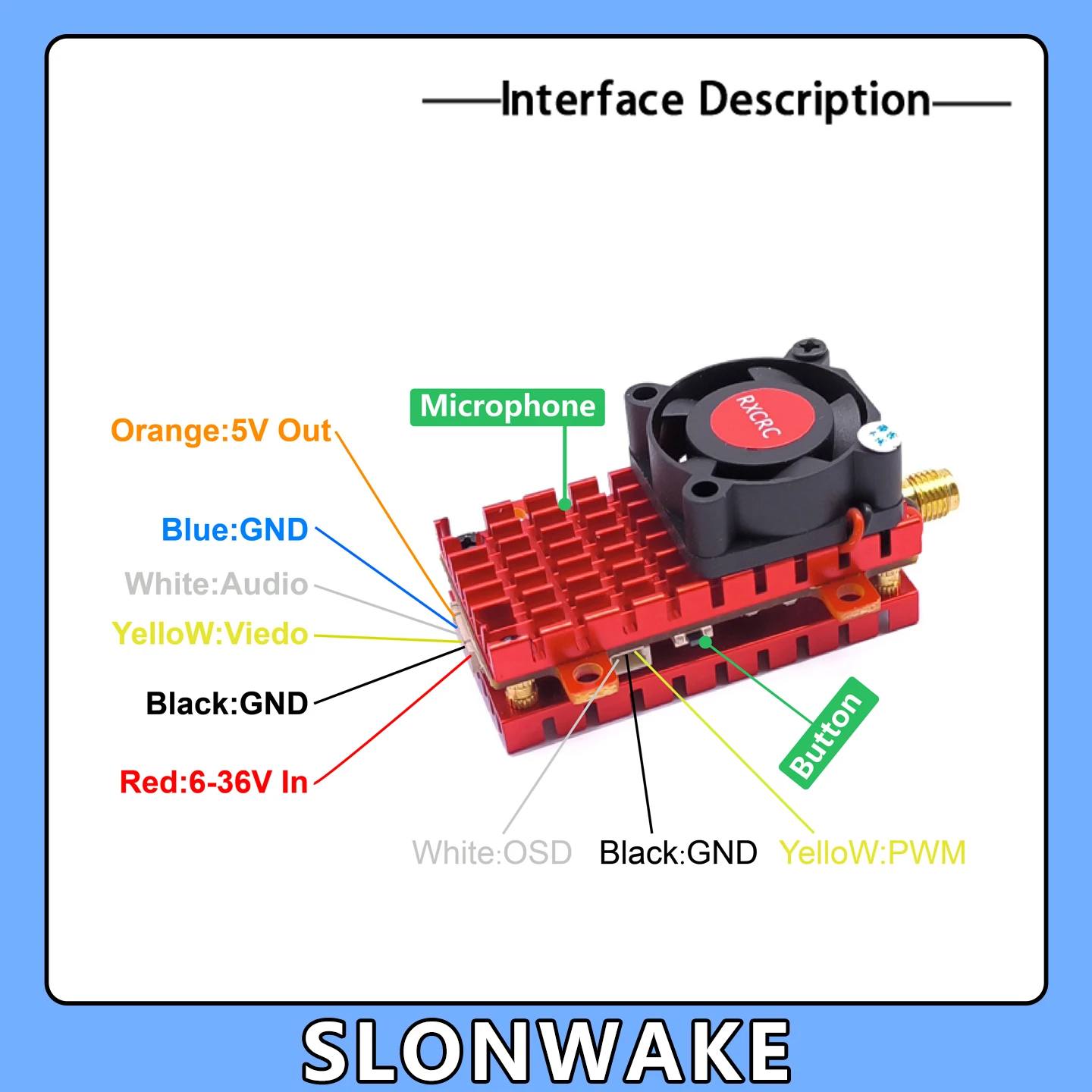 SLONWAKE 5.8G 2W VTX FPV 1800TVL Camera Starlight Night 7" 1024*600px LCD Monitor with DVR for RC Drone view 3