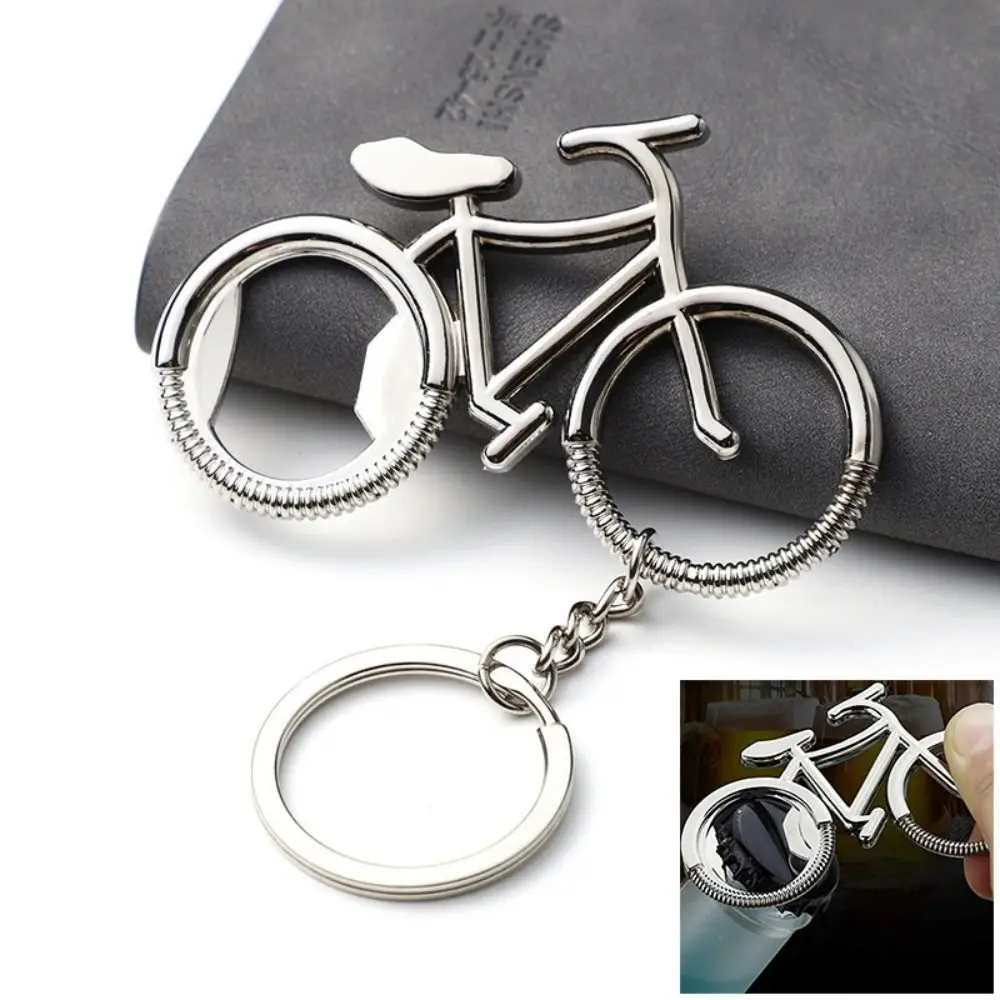 Bar Tool Metal Bicycle Keychain Multifunctional Fashion Bottle Opener Keyring Portable Bike Shaped Bike Key Rings Father's Day