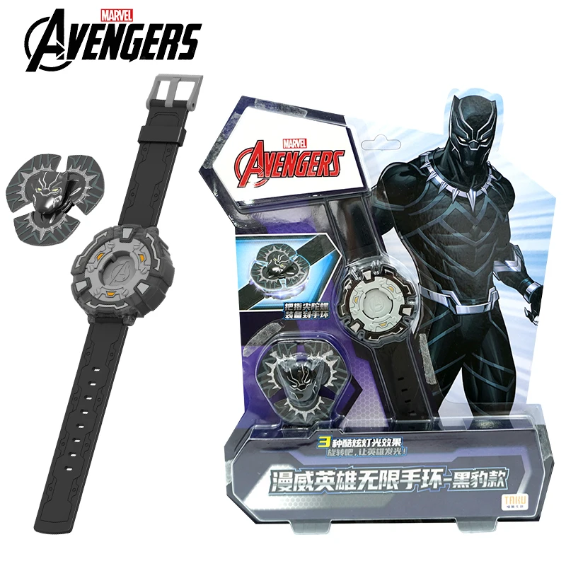 New Marvel Avengers Black Panther Style Fidget Spinner Wristband Three Kinds Of Glare Movie Peripheral Toy Set Boy Birthday Gift