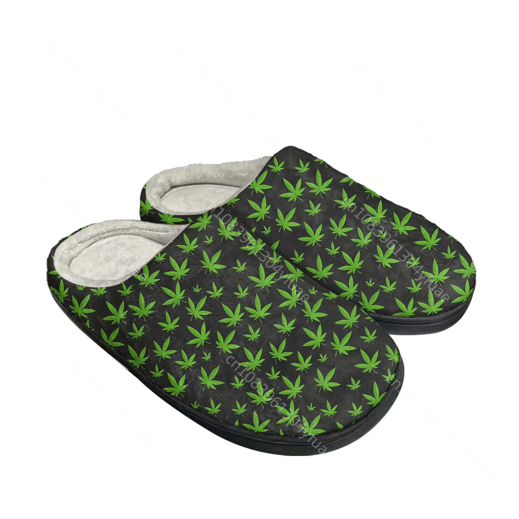 Pantoufles en coton personnalisées pour hommes et femmes, chaussures de maintien au chaud, cuir chevelu, mauvaises herbes, Rasta, Marijuana, rouge, jaune, vert, art de la maison, chambre à coucher en peluche, bricolage