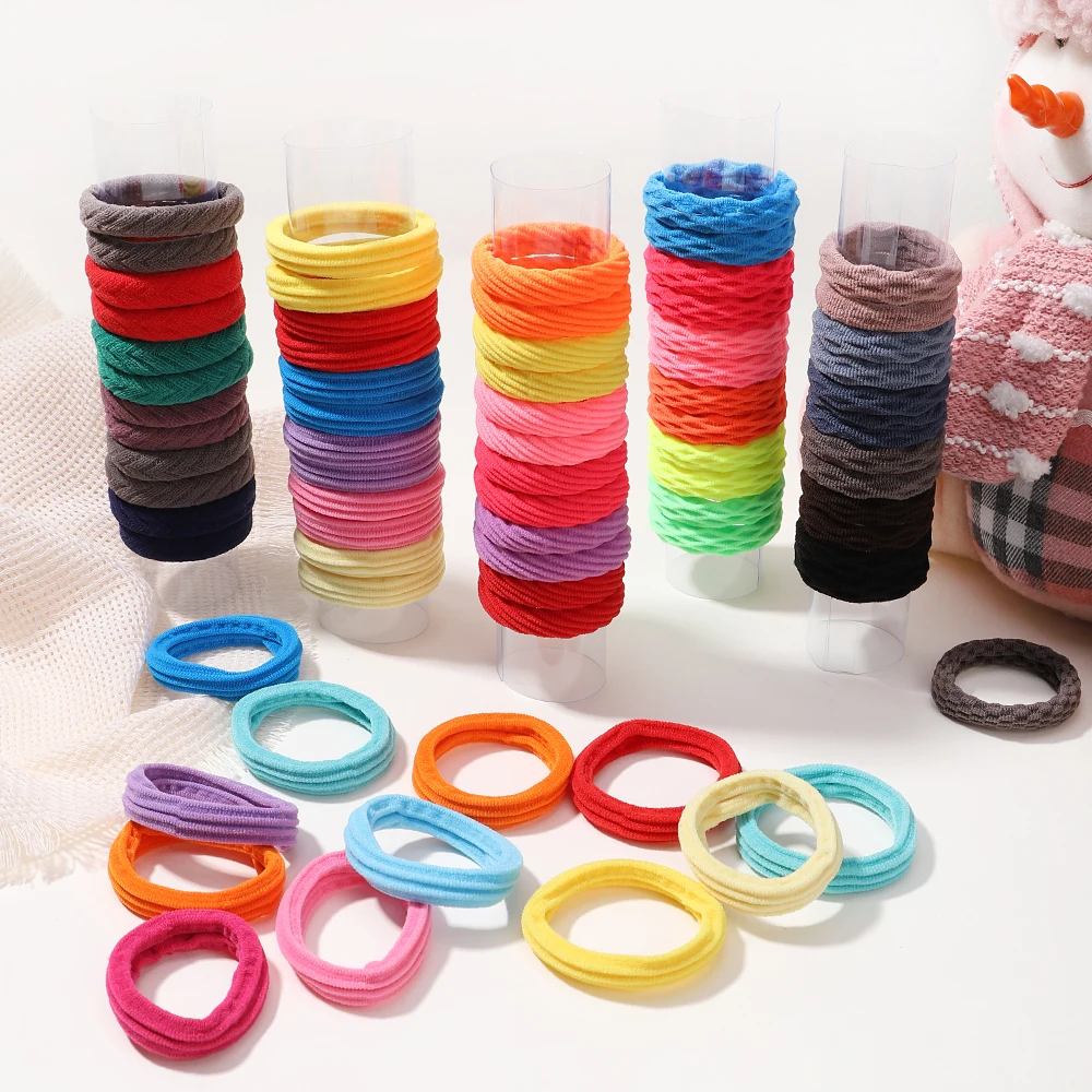 12Pcs Women Girls Simple Multicolor Basic Elastic Hair Ties Adult Kids Ponytail Rubber Band Fashion Headbands Hair Accessories