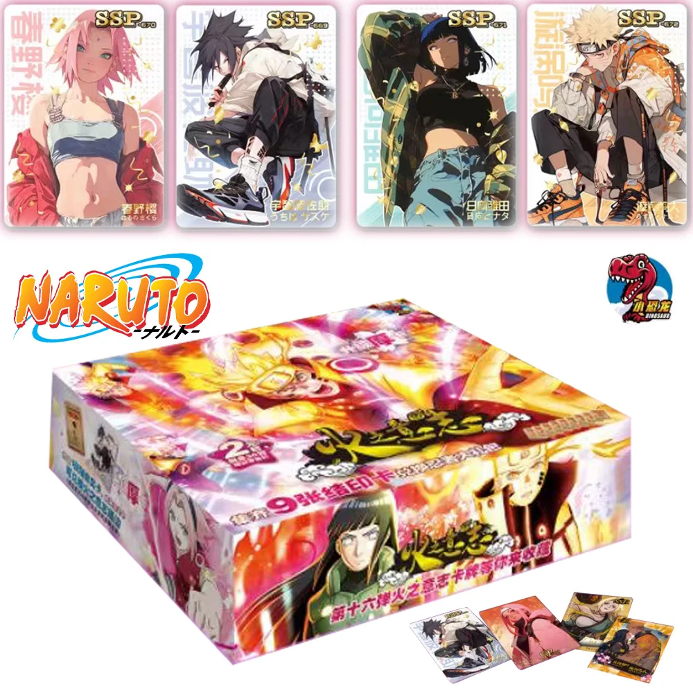 Little Dinosaur Naruto Card Hy-1602 Flash PR Collection Card Tcg Booster Box Uzumaki Uchiha Sasuke Game Cards For Children Gift