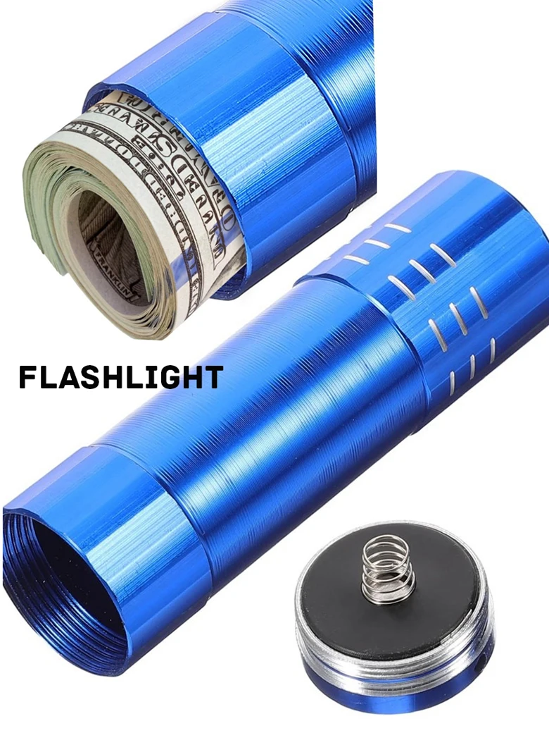 Large Capacity Hidden Storage Flashlight Hidden Money Jewelry And Other Valuables Multi-color Security Storage Container Battery