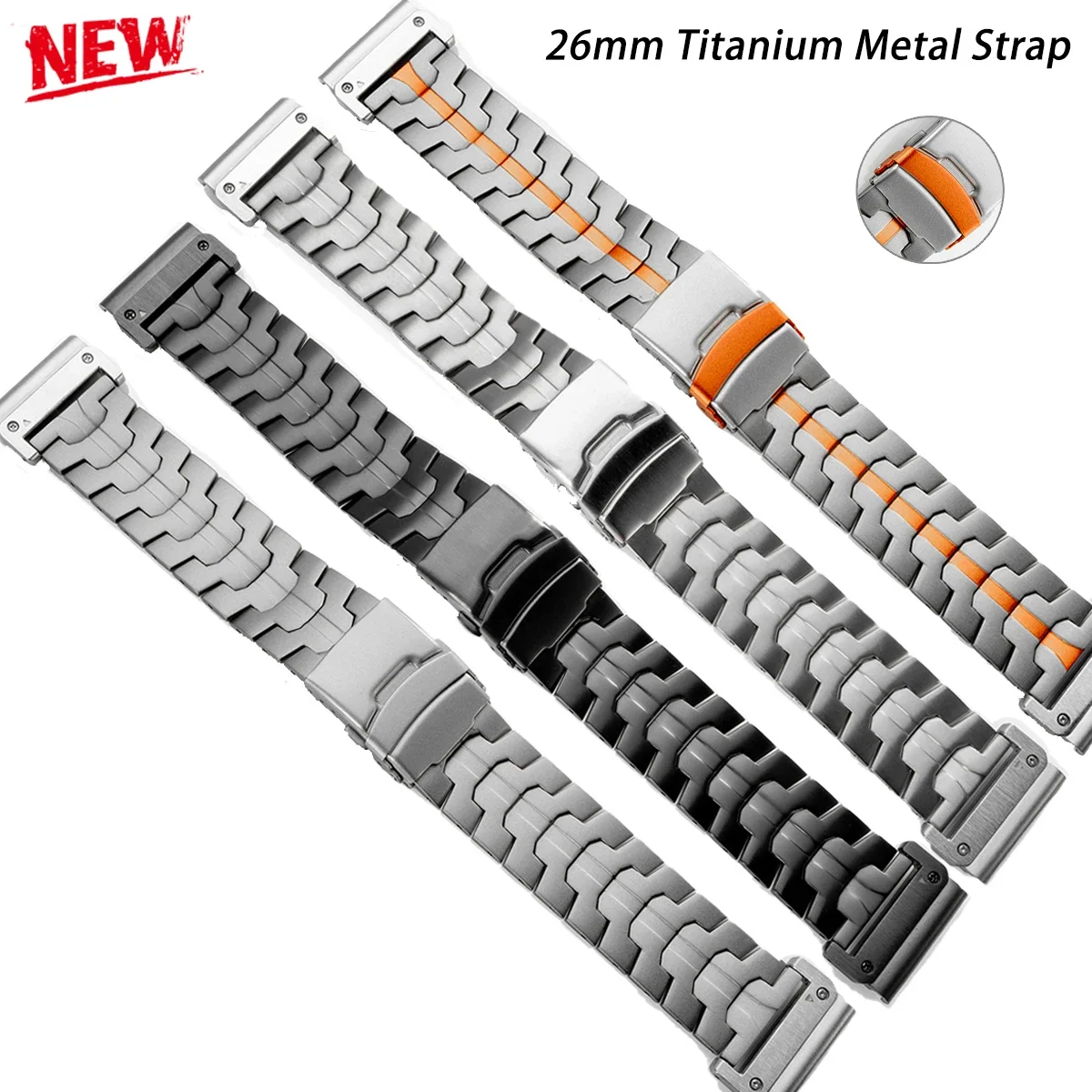 26mm Titanium Metal Strap For Garmin watch Fenix 5X/5XPlus/6X/6XPro/7x QuickFit Metal Bracelet Watch 3 3HR Tactix Epix Gen2 Band