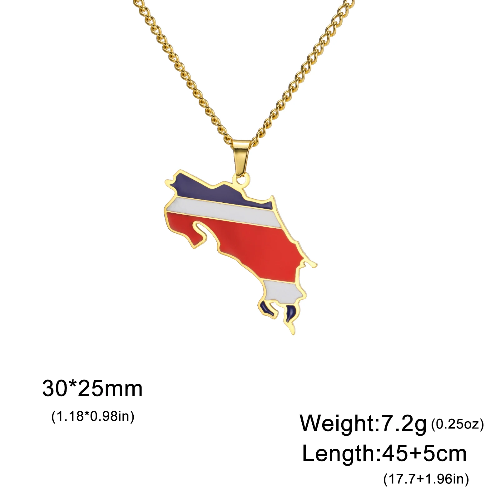 Kkjoy Vintage Stainless Steel Gold/Silver Color Costa Rica Map Flag Pendant Necklace For Women Men Amulet Jewellery Souvenirs