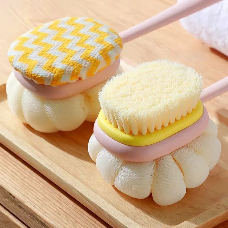 1PC Super miękka szorowarka do pleców Loofah z długą rączką Szczotka pod prysznic z miękką gąbką siatkową dla kobiet Kąpiel złuszczająca skórę, masaż