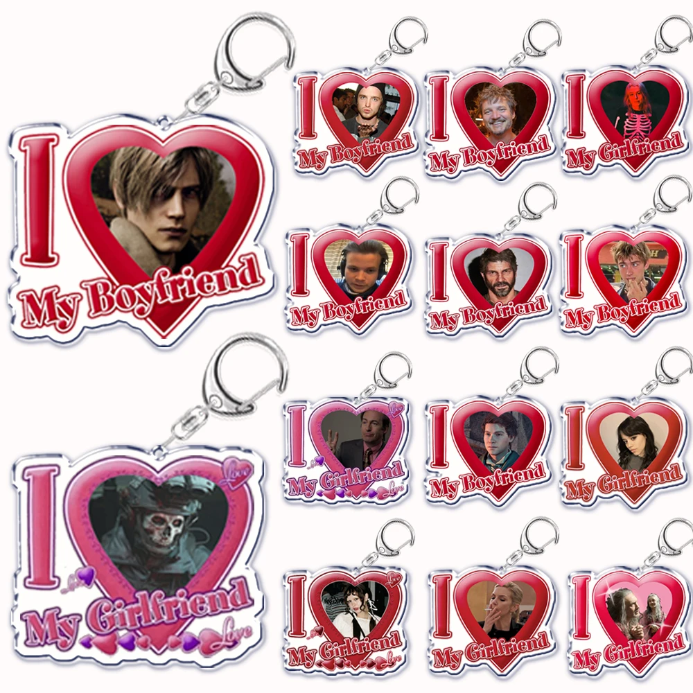 I Love My Boyfriend Girlfriend Heart Acrylic Key Chain Pendant Bf Gf Couple Key Ring Keychains for Bag Pendant Custom Lover Gift