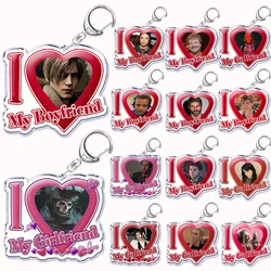 I Love My Boyfriend Girlfriend Heart Acrylic Key Chain Pendant Bf Gf Couple Key Ring Keychains for Bag Pendant Custom Lover Gift