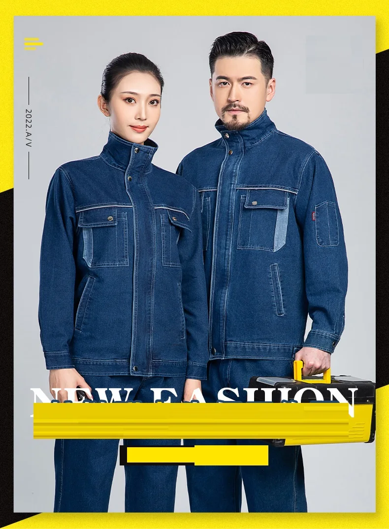 Denim Hàn Phù Hợp Với Bền Dày Làm Việc Quần Yếm Điện Máy Xưởng Đồng Phục Porter Thợ Mỏ Làm Quần Áo Plus Kích Thước 4XL