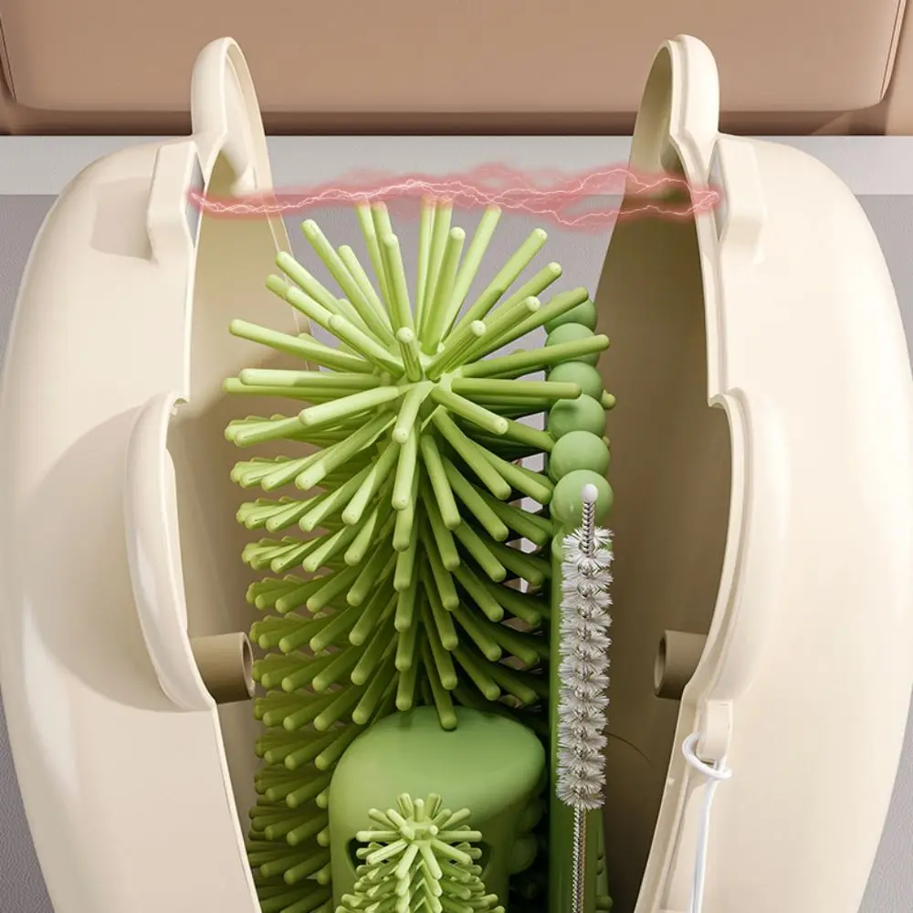 

Convenient Baby Bottle Brush Set with Stand 360 Degree Rotation Washing Tool Set Long Handle Water Bottle Cleaner