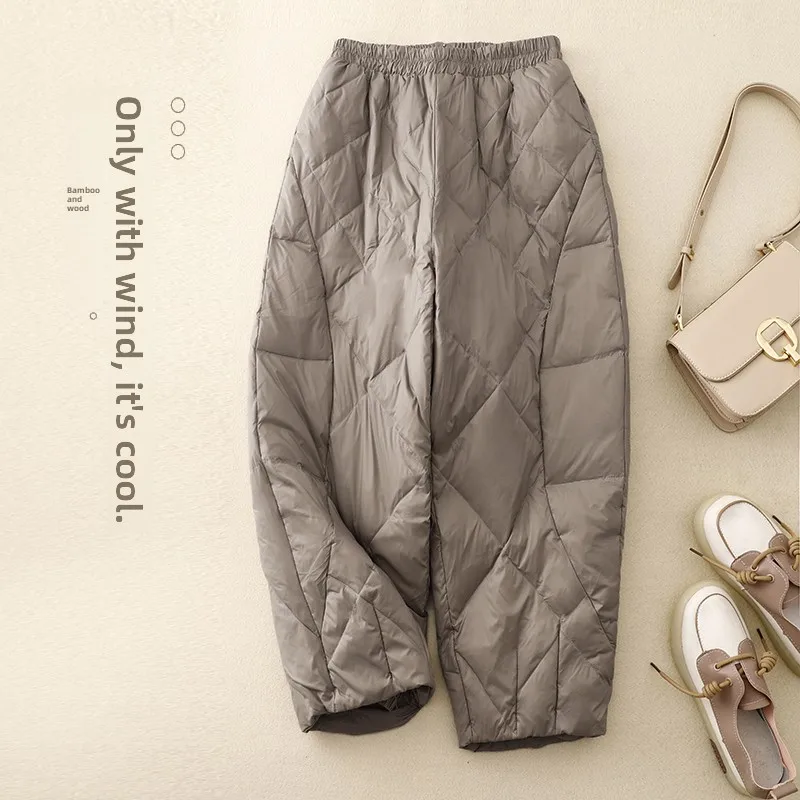 High-End Donzen Katoenen Broek Losse Casual Achttien Laarzen Broek Veelzijdige Hoge Taille Verdikte Winter Faion Damesbroek