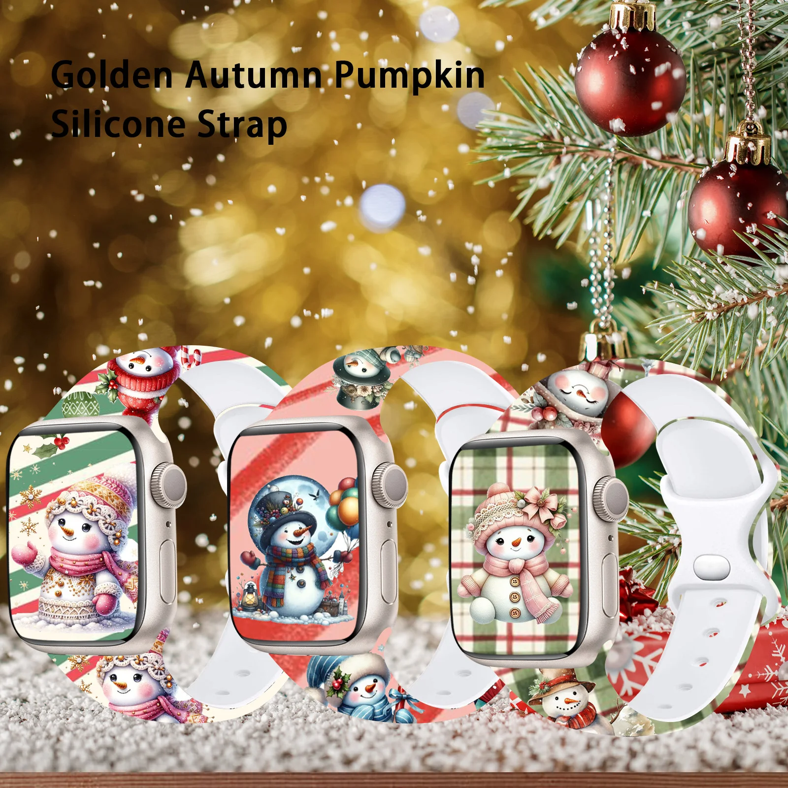 Snowy Night, Cute stars Printed Strap for Apple Watch 46mm 45mm 42mm 40mm Watchband Replaceable Bracelet for iWatch 10 9 8 Band