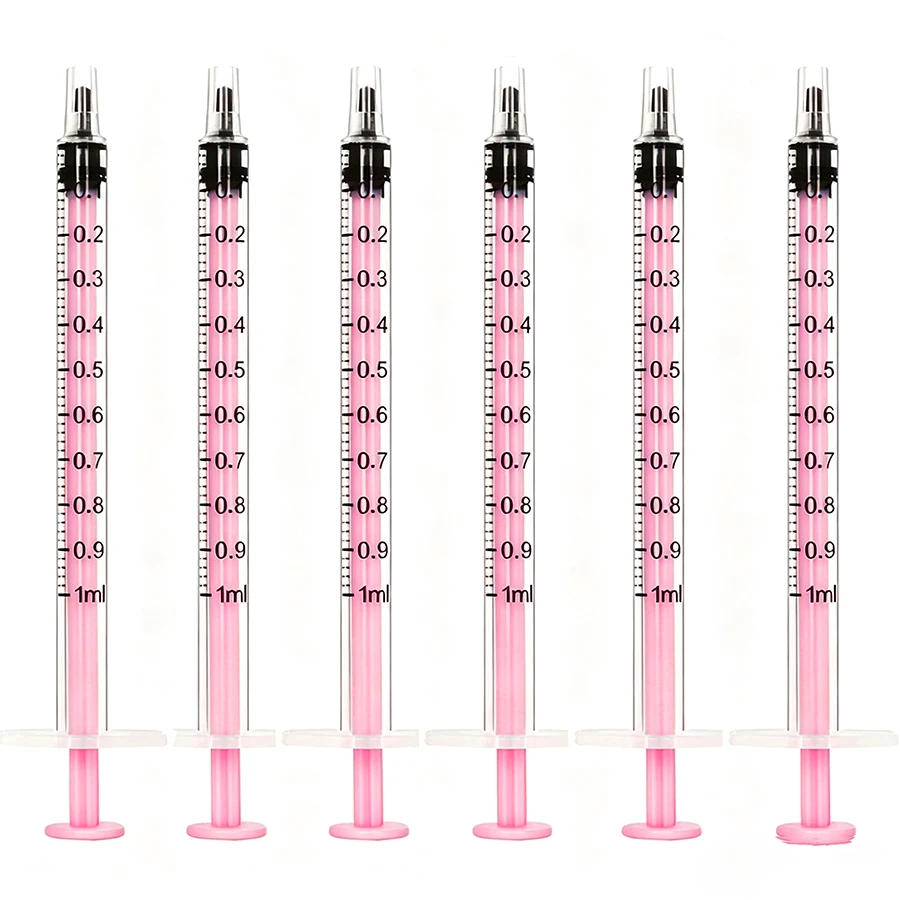 5/10/30/50/100 Stück 1ml Rosa Nadelfreie Kunststoffspritze Großpackung - Für die orale Verabreichung an Haustiere, Flüssigkeitstransfer im Labor und Klebstoff-Öl-Dosierung – Detail 3