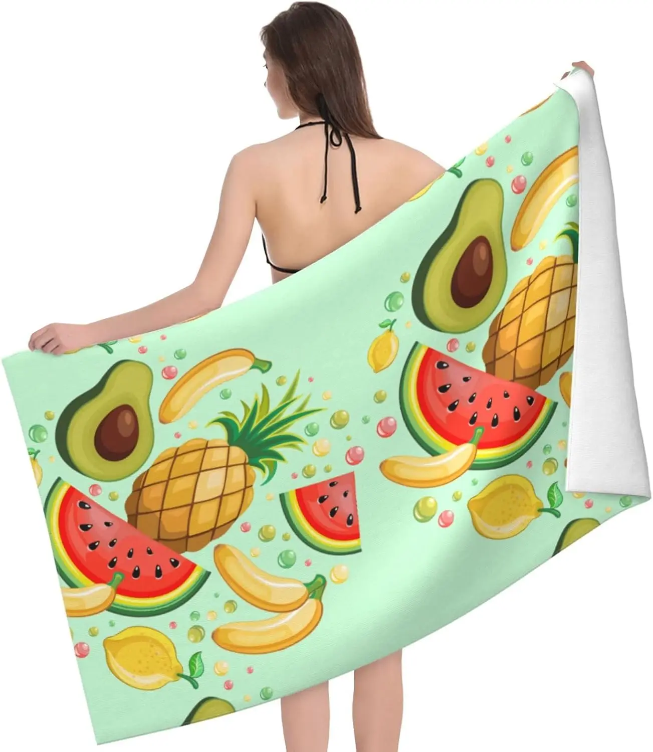 Fresh Summer Fruits Beach Towel Microfiber Soft Absorbent Quick Dry Large Beach Towel for Travel Pool Yoga Gym Sports Camping