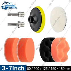 3-7inch Car Polishing Sponge Kit for Car Detailing 7/8 Pieces Auto Cleaning Wool Buffing Waxing Pad with Drill Adapter M10/M14