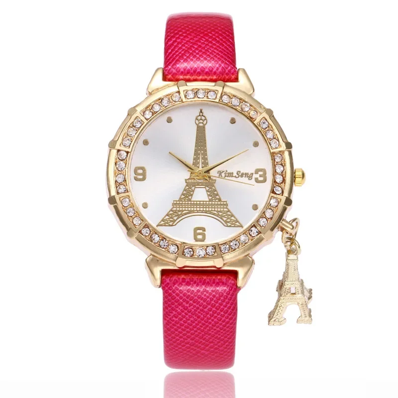 Elegant Luxury ผู้หญิงนาฬิกาแฟชั่น Paris EIFFEL Tower สุภาพสตรีนาฬิกาหนัง Faux ควอตซ์นาฬิกา Relogio Feminino Reloje Mujer