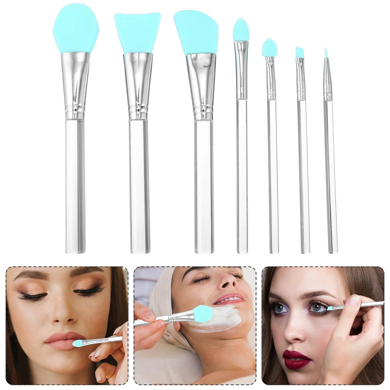 

7Pcs Silicone Brush Set Comfortable Easy Practical Makeup Brushes Woman Brushes Carry Makeup Accessories Woman
