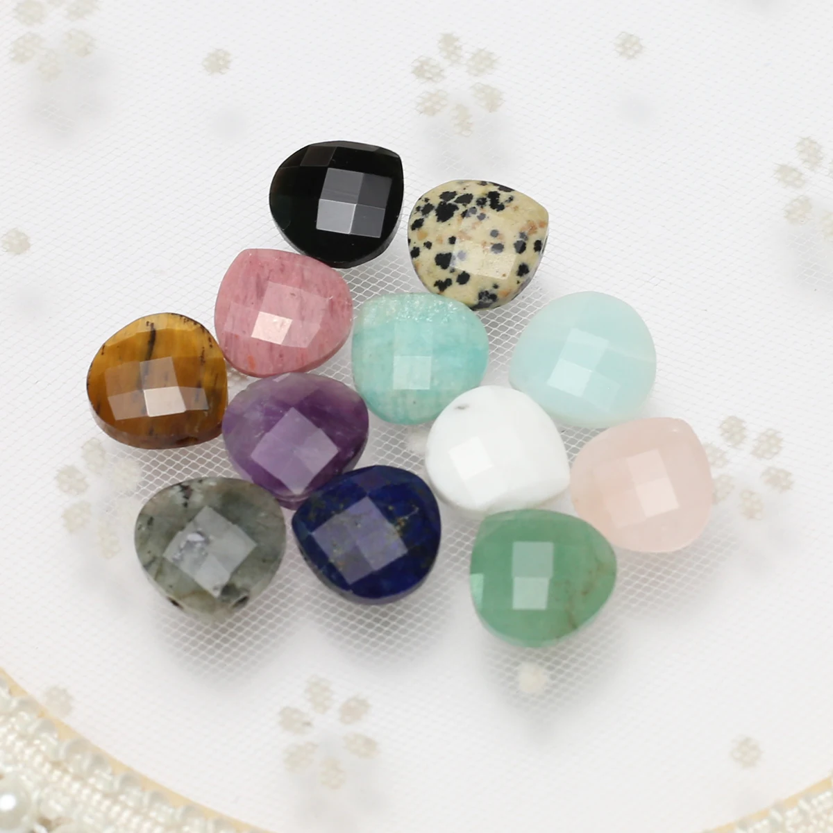 Natural Gemstones Stones Flat Cross Hole Cut Fat Droplets Fine Ladies Earring Pendants  Jewelry Making DIY Necklace Accessories