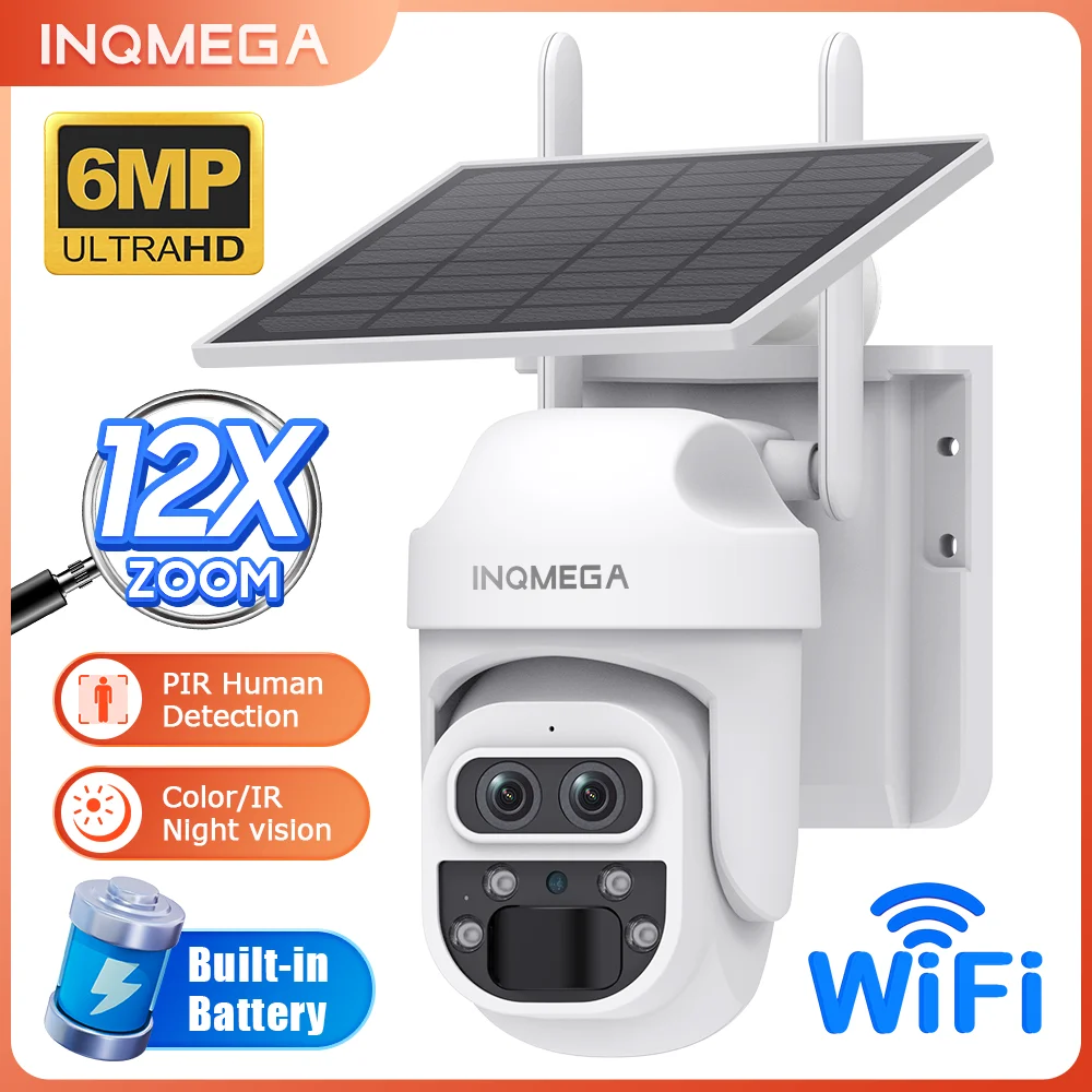 

INQMEGA 6MP 4G SIM Security Solar Cameras Outdoor WIFI Battery Powered Cameras PIR Motion Detection Night Vision 2-Way Audio Cam