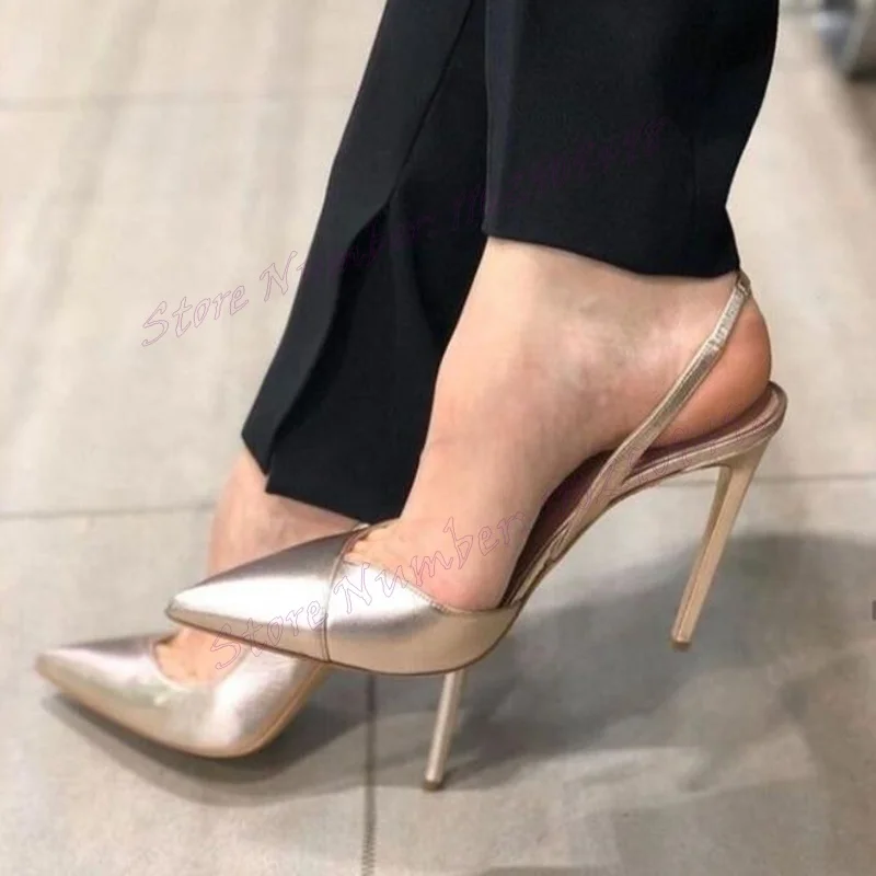 

Silver Slingback Cut Heels Pumps Pointed Toe Shoes for Women Stilettos High Heels Sexy Lady Party Shoes 2024 Zapatos Para Mujere