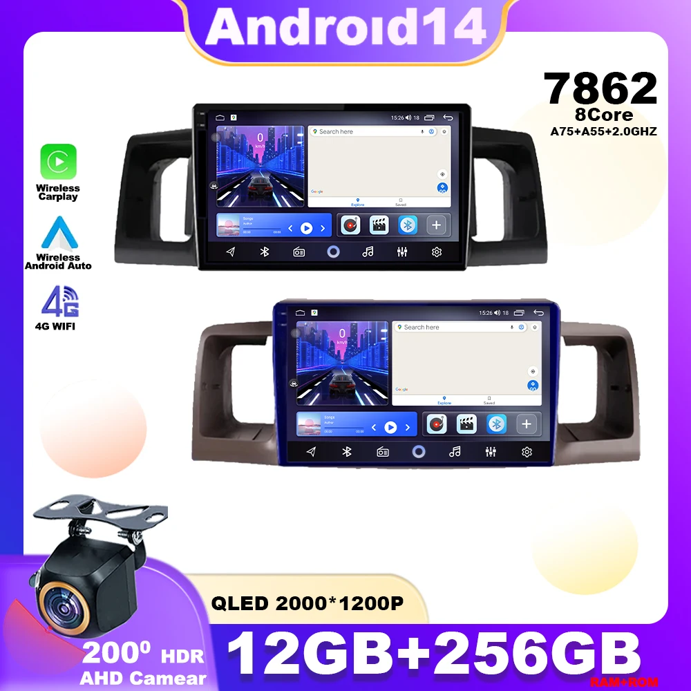 

Android 14 For Toyota Corolla E130 E120 2000 - 2006 Car Radio Multimedia Player Stereo Navigation GPS Wireless Carplay 4G WIFI