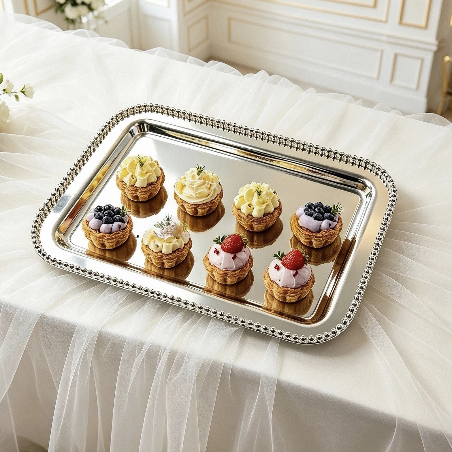 Rectangle Afternoon Tea Refreshment Plate Baking Pastry Dessert Tray Cupcake Plate