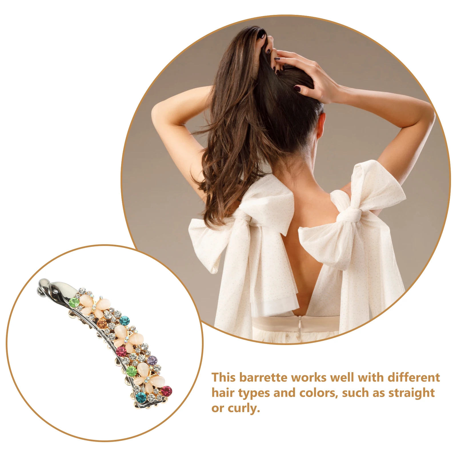 

Rhinestone Banana Clip Hair Accessories for Women White Color Lightweight Stylish Design Easy Hairstyle Creator Vintage Hair