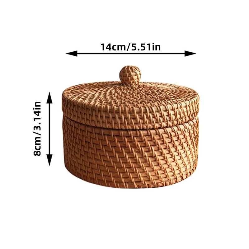 Handmade Storage Box Woven Baskets Picnic Rattan Basket Wicker Small Woven Storage Bin Autumn Vines Handwoven Basket With Lid