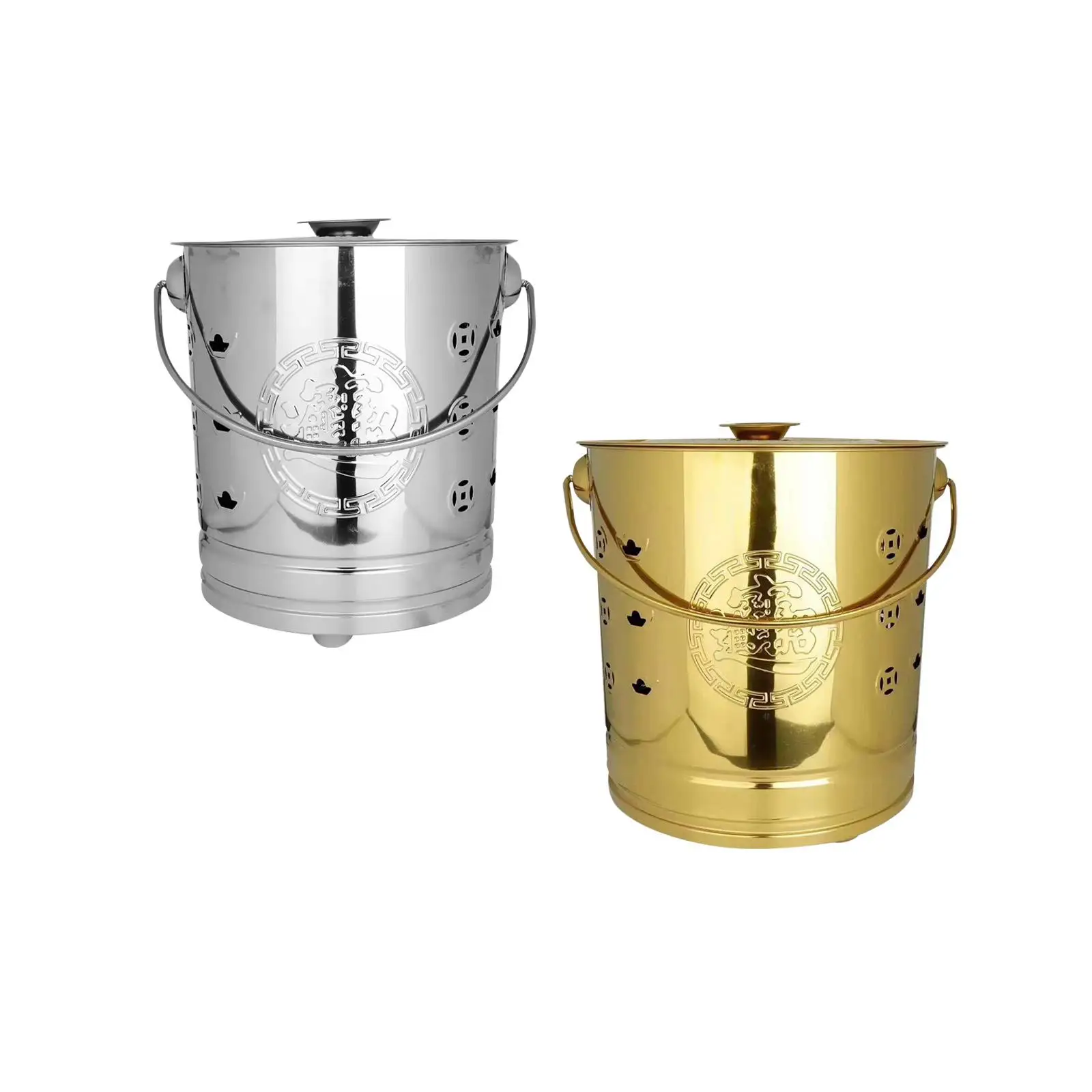 Burning Bucket Fireplace Ash Bucket Household Portable Metal Burning Paper Bucket with Lid Incinerator Can for Yard Outside Home