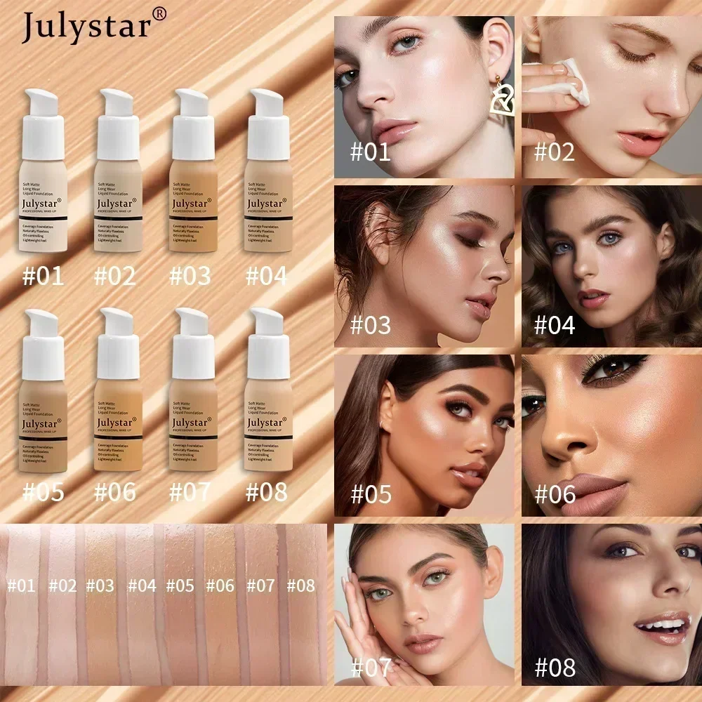 10 Color Liquid Foundation Hydrating Lasting Brighten Skin Color Concealer Waterproof Oil-control Natural Foundation Makeup 30ml