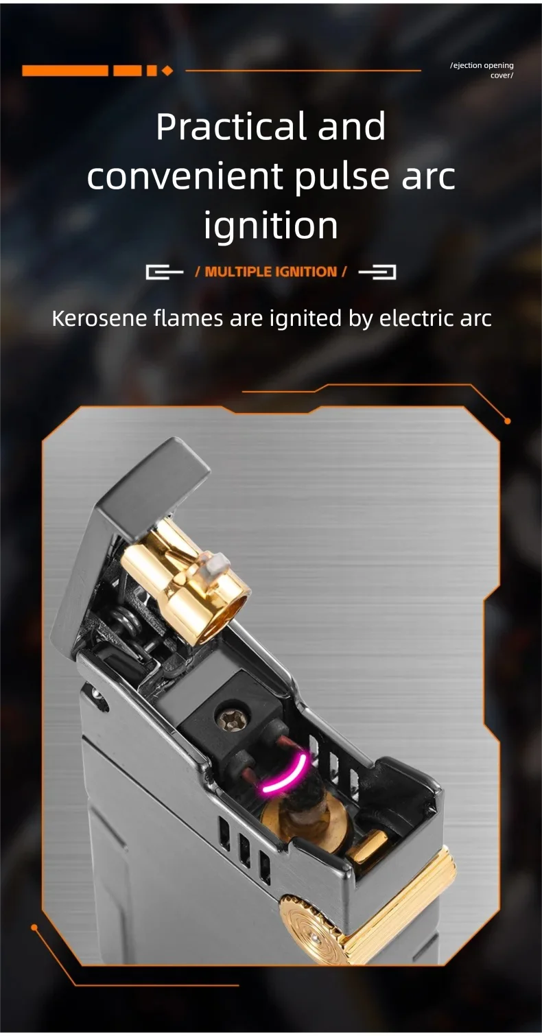 Premium Mens Lighter One Click Ejection Gear Sliding Smart Voice Control Loud Electric lighter type c