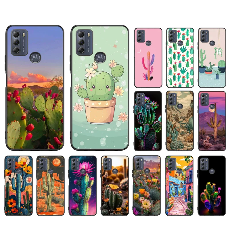 جراب هاتف لهاتف Moto G85 G55 G05 G14 G75 G31 G50 G10 G20 G30 G60 G13 G32 G84 G54 G53 G72 G24 زهرة الصبار القوية