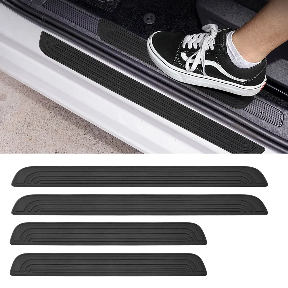 

4pcs Rubber Car Door Sill Scuff Covers Black Door Panel Guards Protector Trim Anti-scratch Exterior Parts Car Decor Accessories