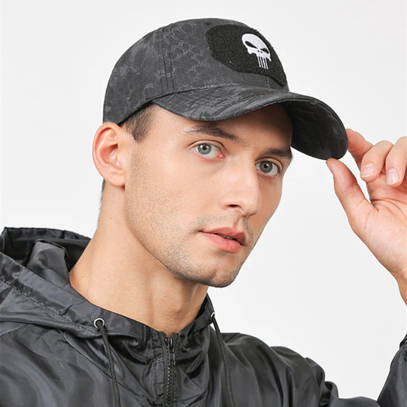 Camouflage Tactical Baseball Cap Spring Summer Outdoor Breathable Adjustable Skull Embroidery Hat Sunscreen Sports Hat Men Women