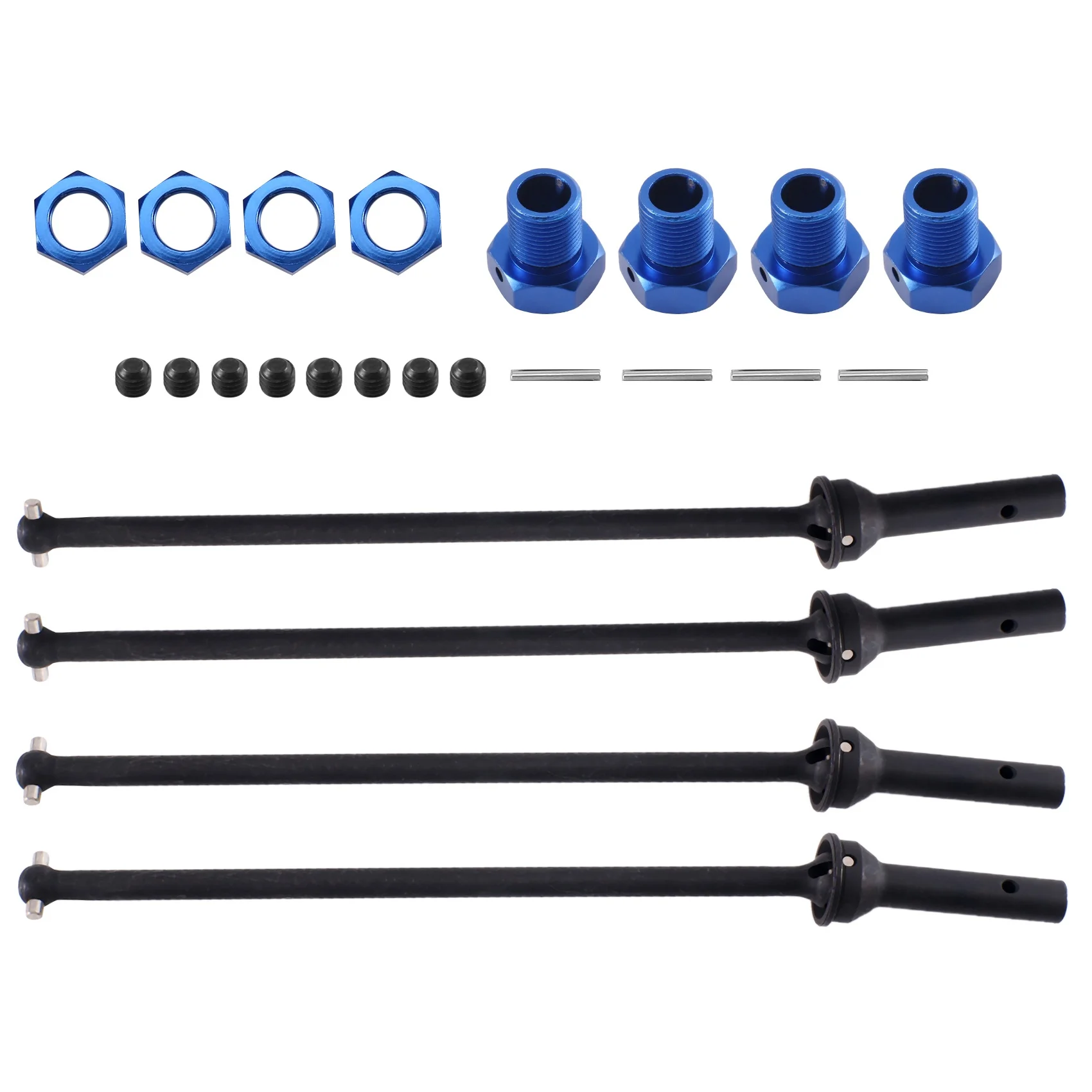 1/10 Arrma Kraton Outcast 업그레이드 부품용 확장 휠 육각형이 있는 4Pcs 금속 전면 및 후면 드라이브 샤프트 CVD