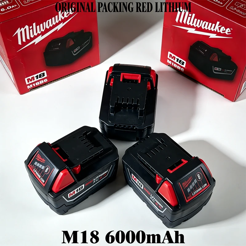 

⭐️ Milwaukee M18 6.0Ah 5.0Ah Battery, 18V RED Lithium-Ion Replacement Battery for 48-11-1860 2604-22 M18 Power Tools