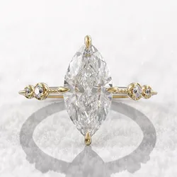 Huitan AAA Crystal Marquise Cubic Zirconia Rings for Women Fashion Thin Ring Engagement Wedding Accessories Statement Jewelry