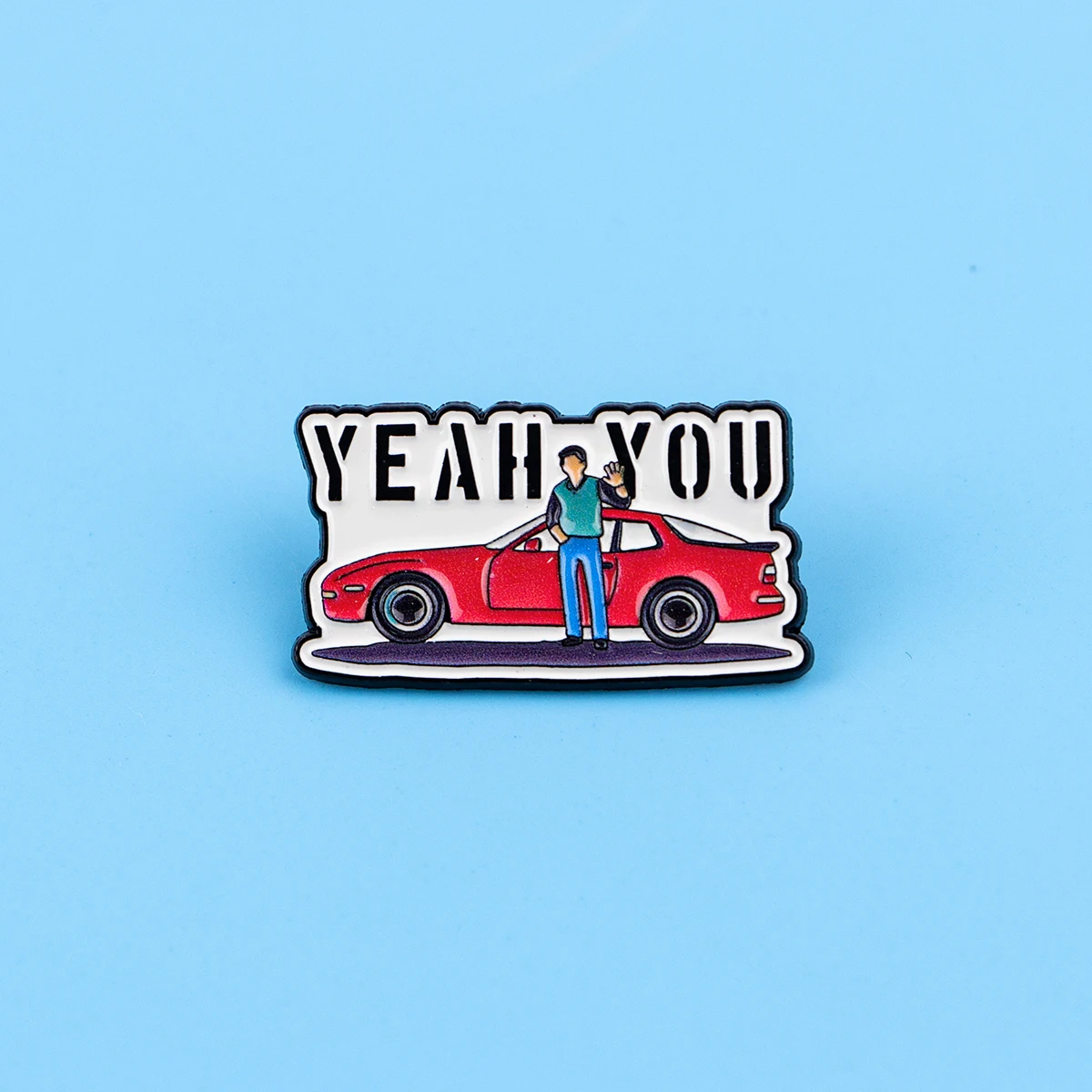 

Funny "Yeah You" Movie Quote Lapel Enamel Pin Red Sports Car Woman Brooches Badges Metal Collar Pins Jewelry Gifts for Fans