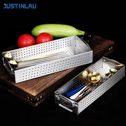 JUSTINLAU Stainless Steel Cutlery Box Chopstick Holder Kitchen Tableware Drainer Home Chopsticks Spoon Knife Fork Storage Box