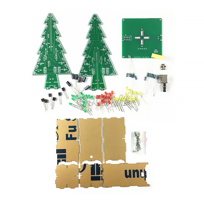 DIY Electronics Kit 3D Christmas Tree RGB Flash Circuit Board Soldering Practice Assembly Kit