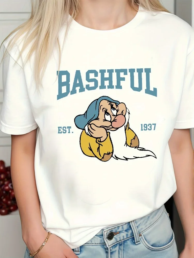 

Women's Y2K Retro Snow White and The Seven Dwarfs Pattern T-Shirt Casual Short-Sleeve Top BASHFUL 1937 Retro Fashion Cartoon Top