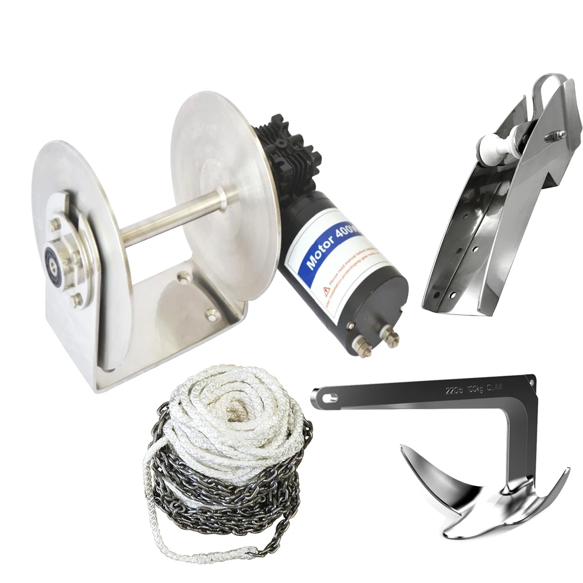 

Marine Stainless Steel Yacht Sailboat Electric Rope Winch 12V/24V Remote Drum Anchor Windlass for Boats Marine Supplies