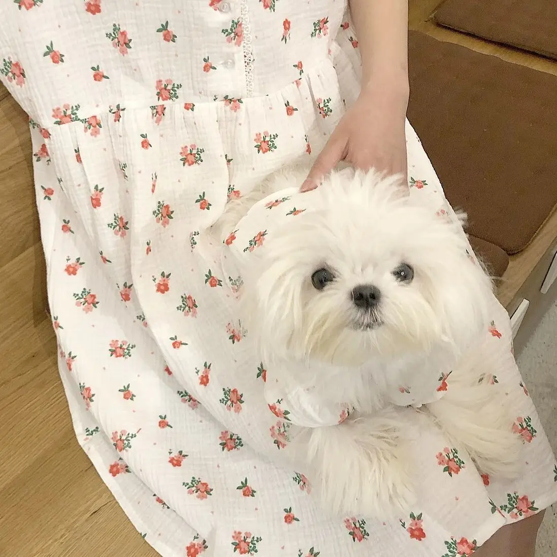 Dog Dress Pet Home Parent-child Nightdress Pet Dress Dog Floral Pajamas Cat Dress Dog Clothes for Small Dogs Girl Chihuahua