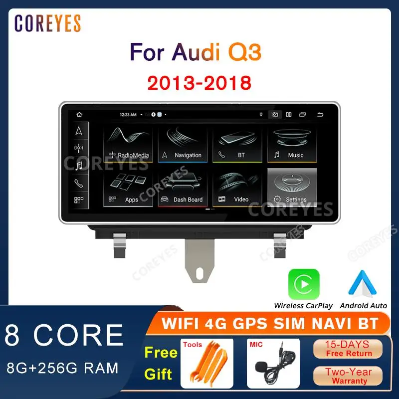 

COREYES 10.25'' Android12 CarRadio For Audi Q3 2013-2018 Stereo Multimedia Player GPS Navigation CarPlay Display Screen Headunit