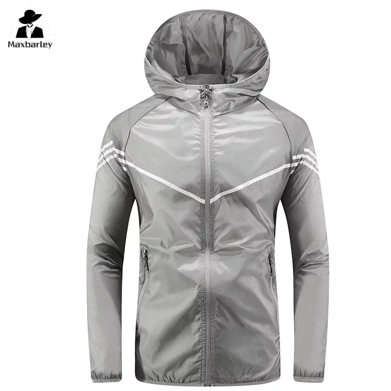 Men Thin Summer Waterproof jacket Sun Protection jacket Moutain Hiking Fishing Casual Windbreaker Quick Drying Sport Hooded Coat