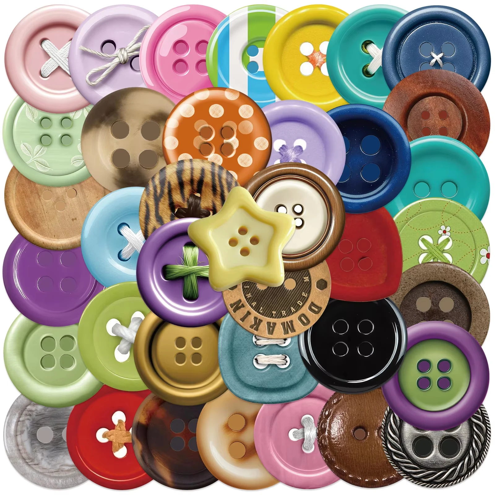 50PCS Creative Button Ins Wind Stickers Decorative Water Cup Notebook Phone Case Personalized Waterproof Stickers